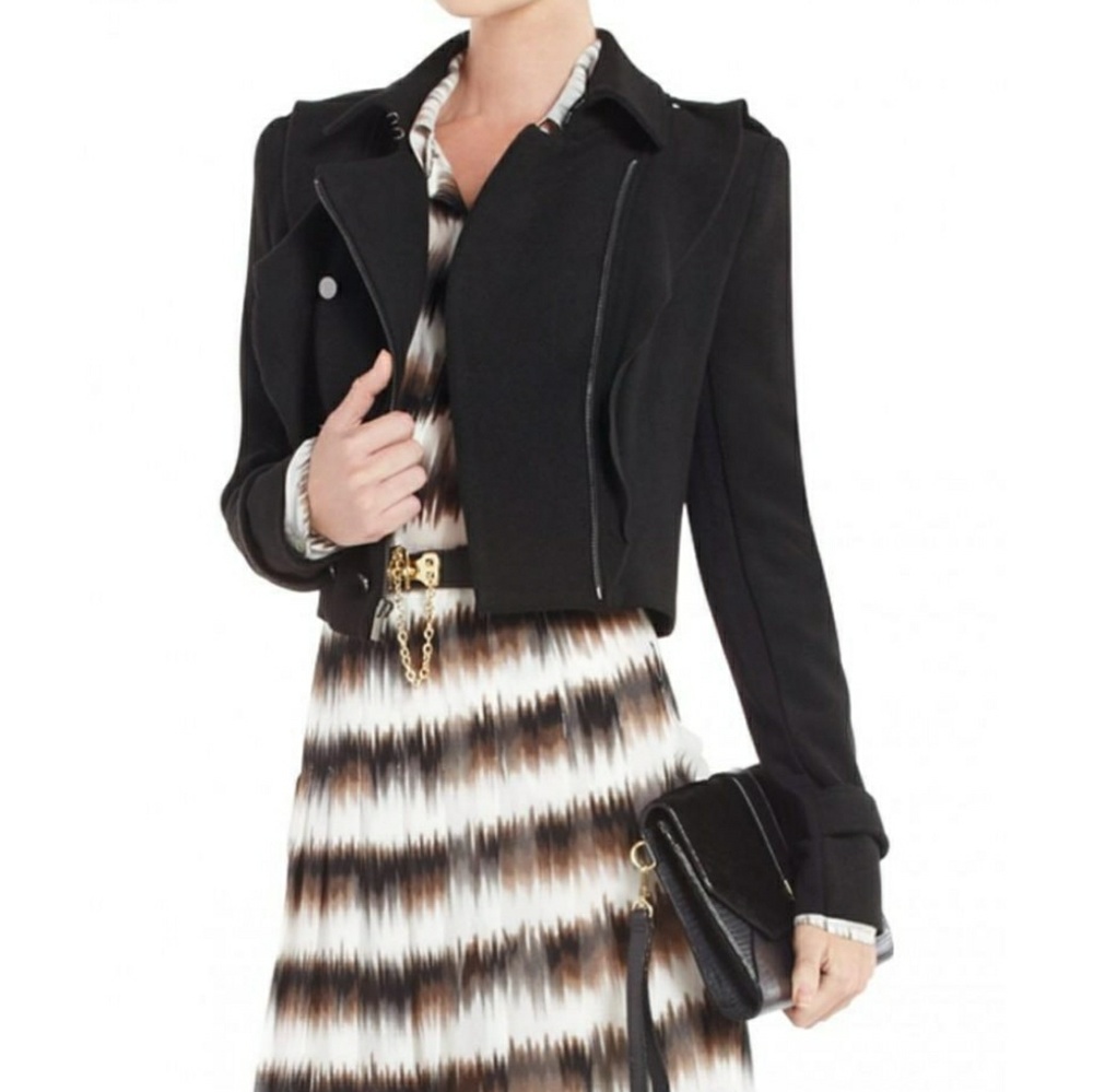 Bcbg Maxazria Black Fay Ruffled Military Jacket